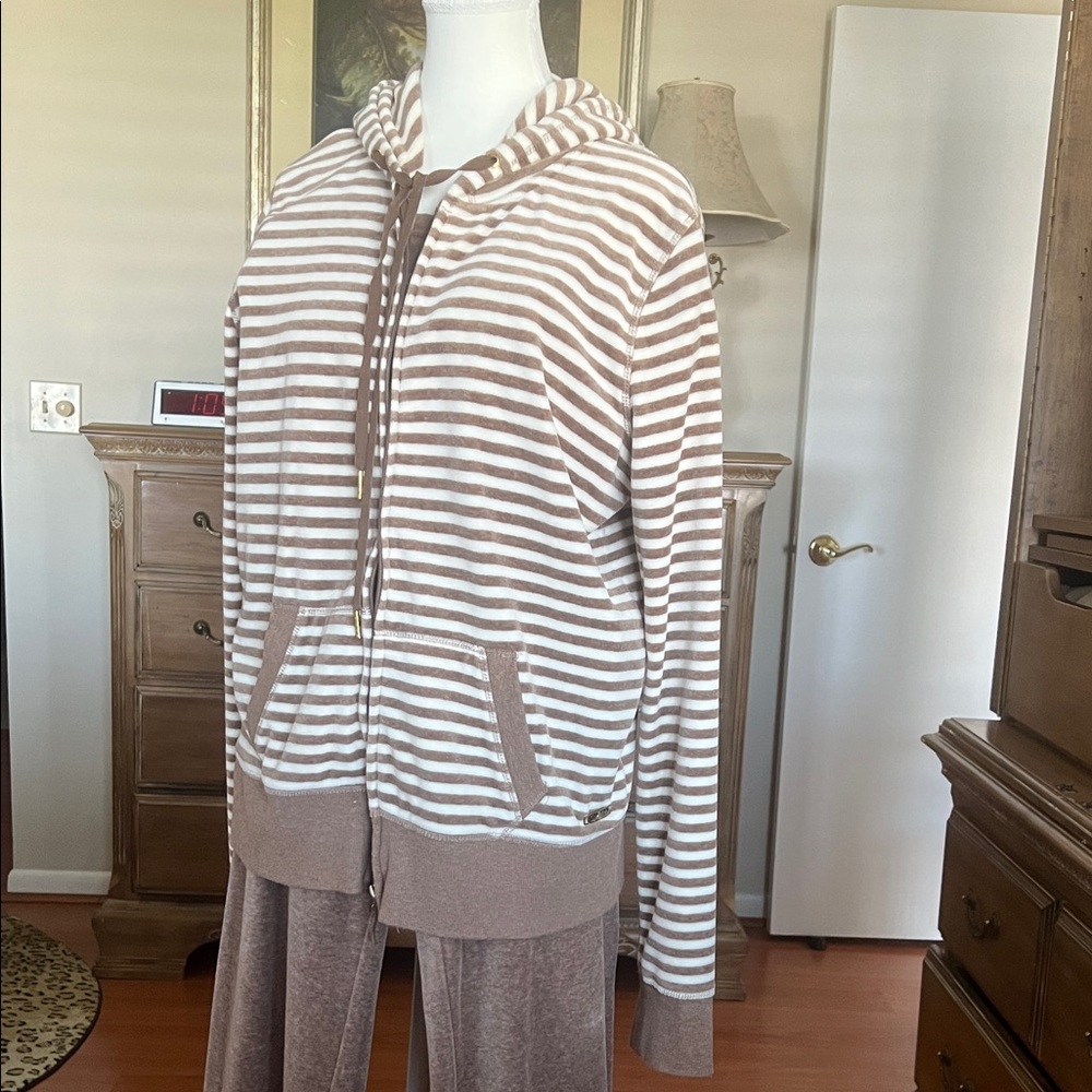 Calvin Klein Brown and White Striped Hoodie